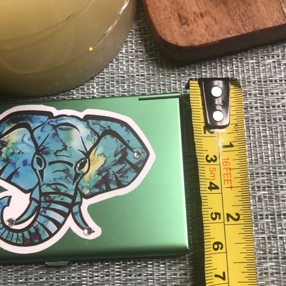 #48ele 🐘Elephant Green Metallic Business Card Holder🐘 - Picture 11 of 14
